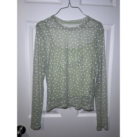 Gianni Bini Women’s Sheer Floral Dot Blouse & Cami Top Light Green Size Large - Picture 1 of 8